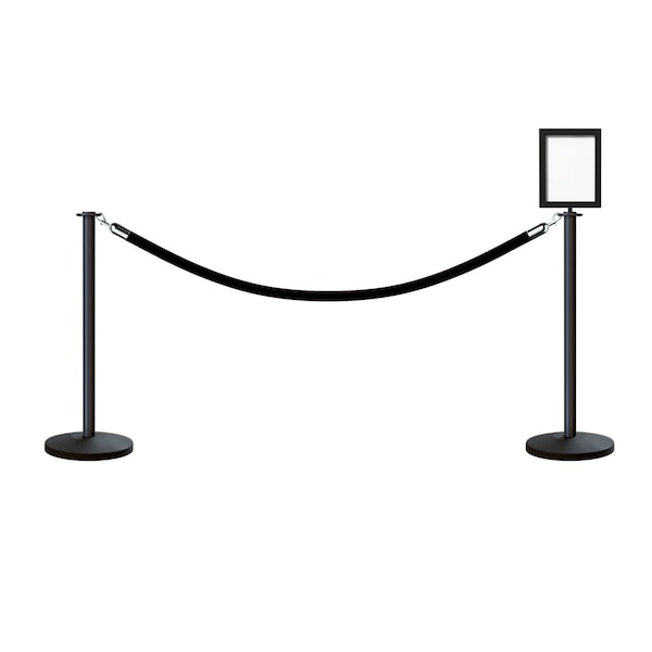 Montour Line Stanchion Post and Rope Kit Black, 2FlatTop 1Blk Rope 8.5x11V Sign 2BKFLTAP8511VPVRBKPS - main